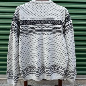 Chaps Men's Black and White Pullover Patterned Sweater Cabincore Outdoors Sz XXL